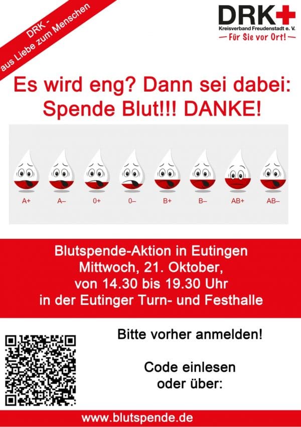 Blutspende am 21.10.2020 in Eutingen